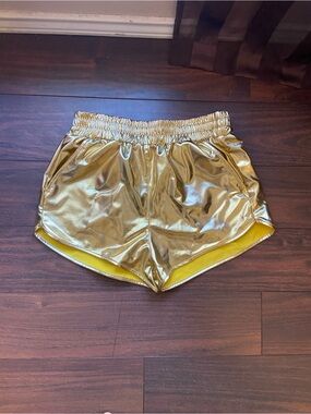 Metallic Gold Shorts W/Pockets Women XS S M